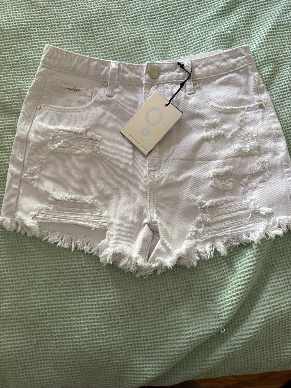 White Distressed Denim Women's Shorts